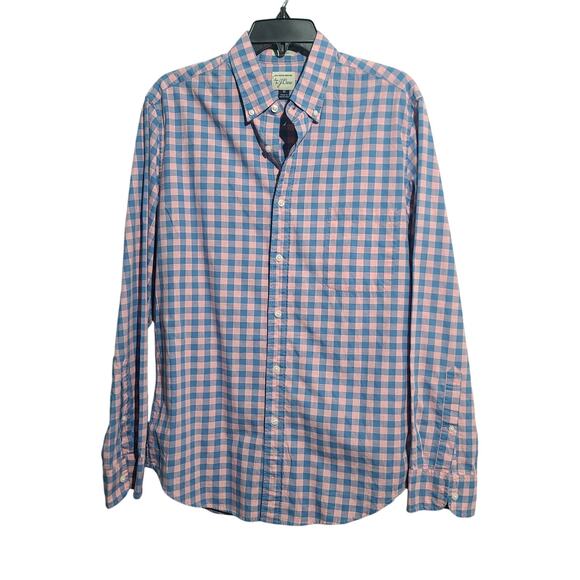 J. Crew Gingham Classic Secret Wash Button Front Shirt Pink Blue - Picture 1 of 5